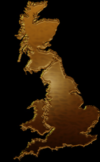 Gold image of the United Kingdom map
